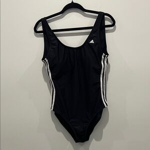 adidas Black One Piece Swimsuit with White Accents